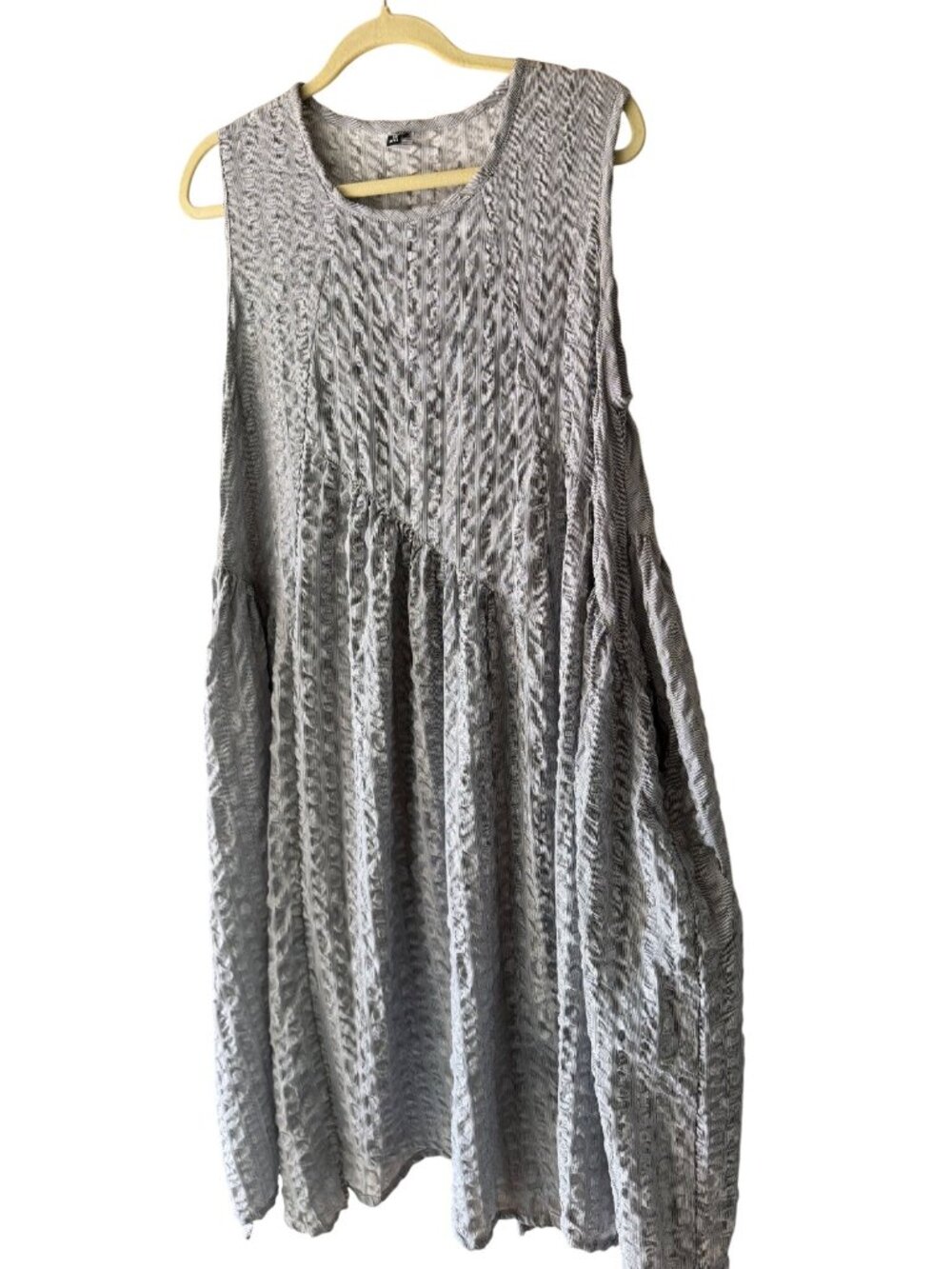 Dress to Kill Womens Seersucker Sleeveless Maxi Dress OS Gray Cotton Lagenlook - Picture 5 of 14